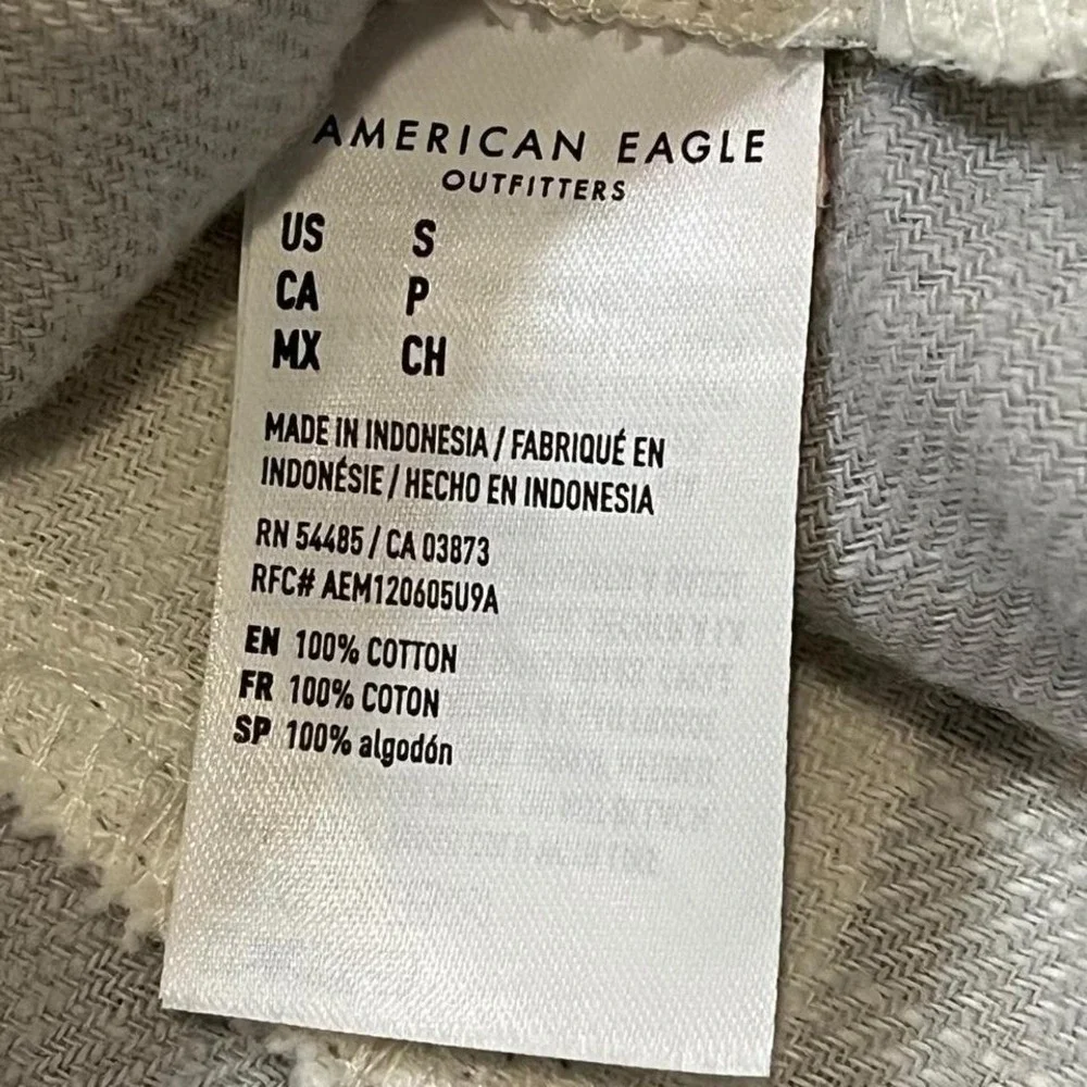 American Eagle Oversized Plaid Cotton Quarter Button Flannel Shirt Small